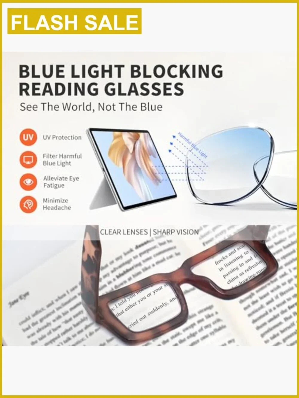 3-Pack Oversized Reading Glasses Blue Light Blocking Spring Hinge
